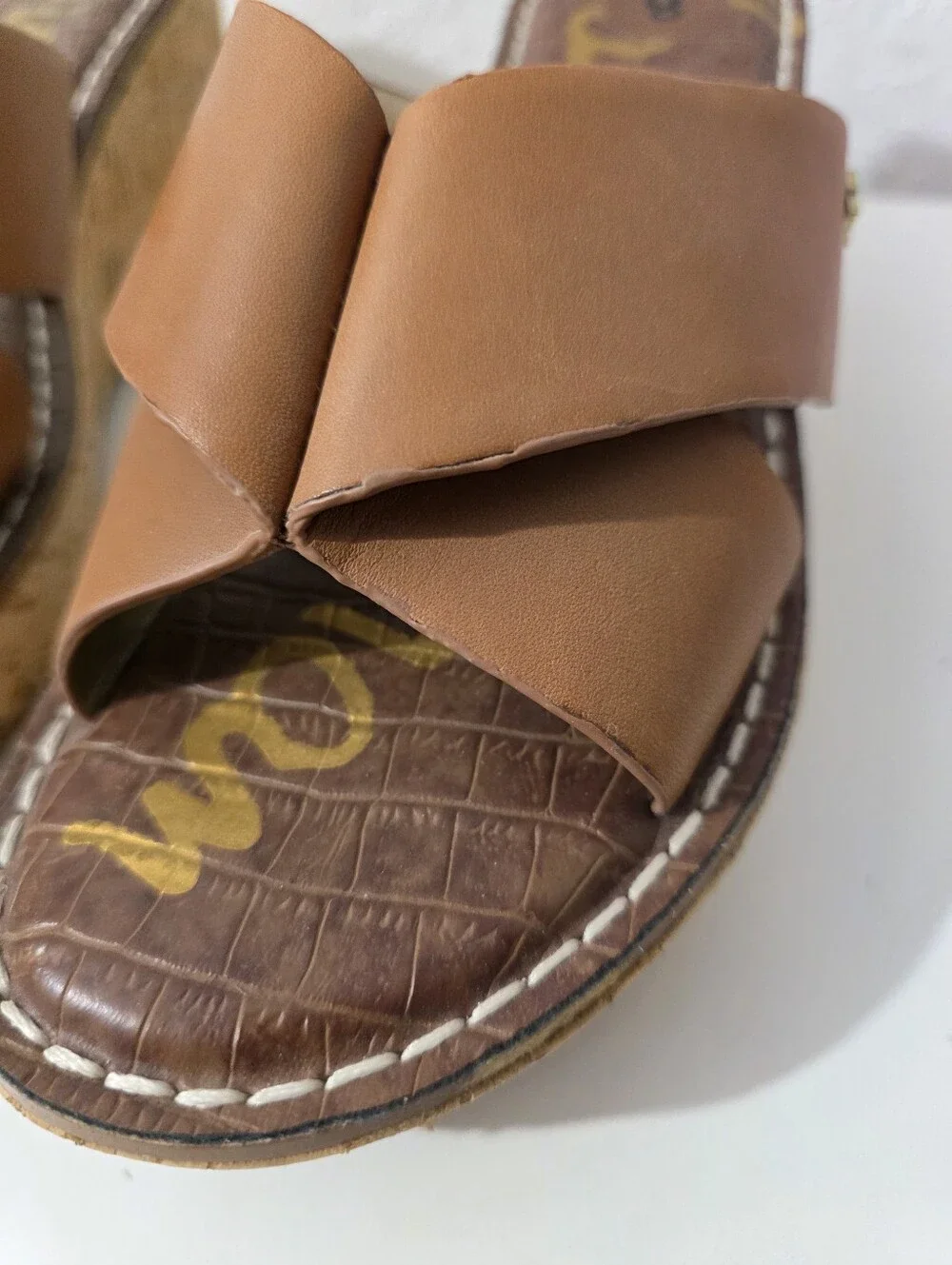 Sam Edelman Remini Brown Wedge Platform Leather Strap Sandals Womens Size 8
